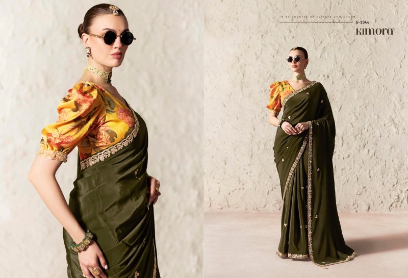 Rangat 4 By Kimora Fancy Fabric Embroidered Work Saree